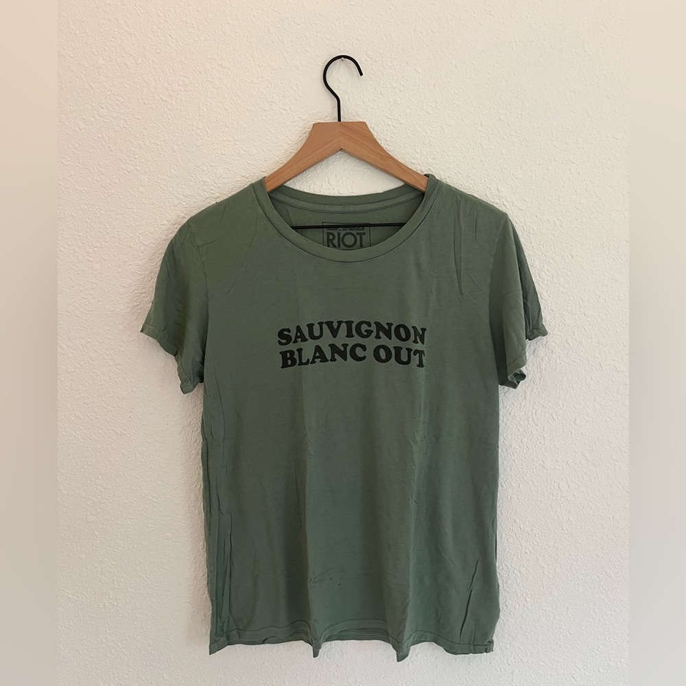 Olive Green Graphic Tee | Urban Outfitters | Sauvignon Blanc Out | Medium